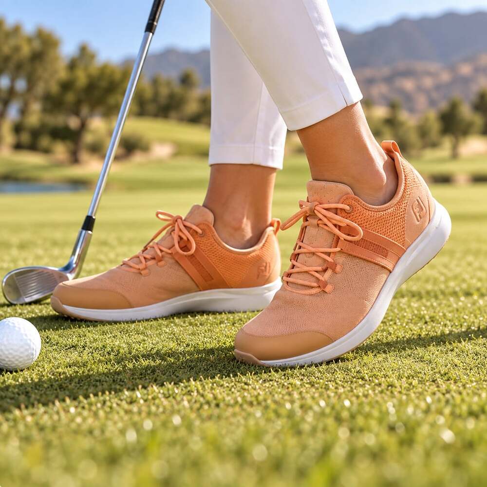 FootJoy FJ Flex Women’s Golf Shoes 9.5 Peach Orange Preppy Sporty Resort